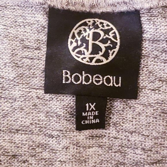 Bobeau Heather Gray Top Side Buttons 1X - Picture 5 of 5